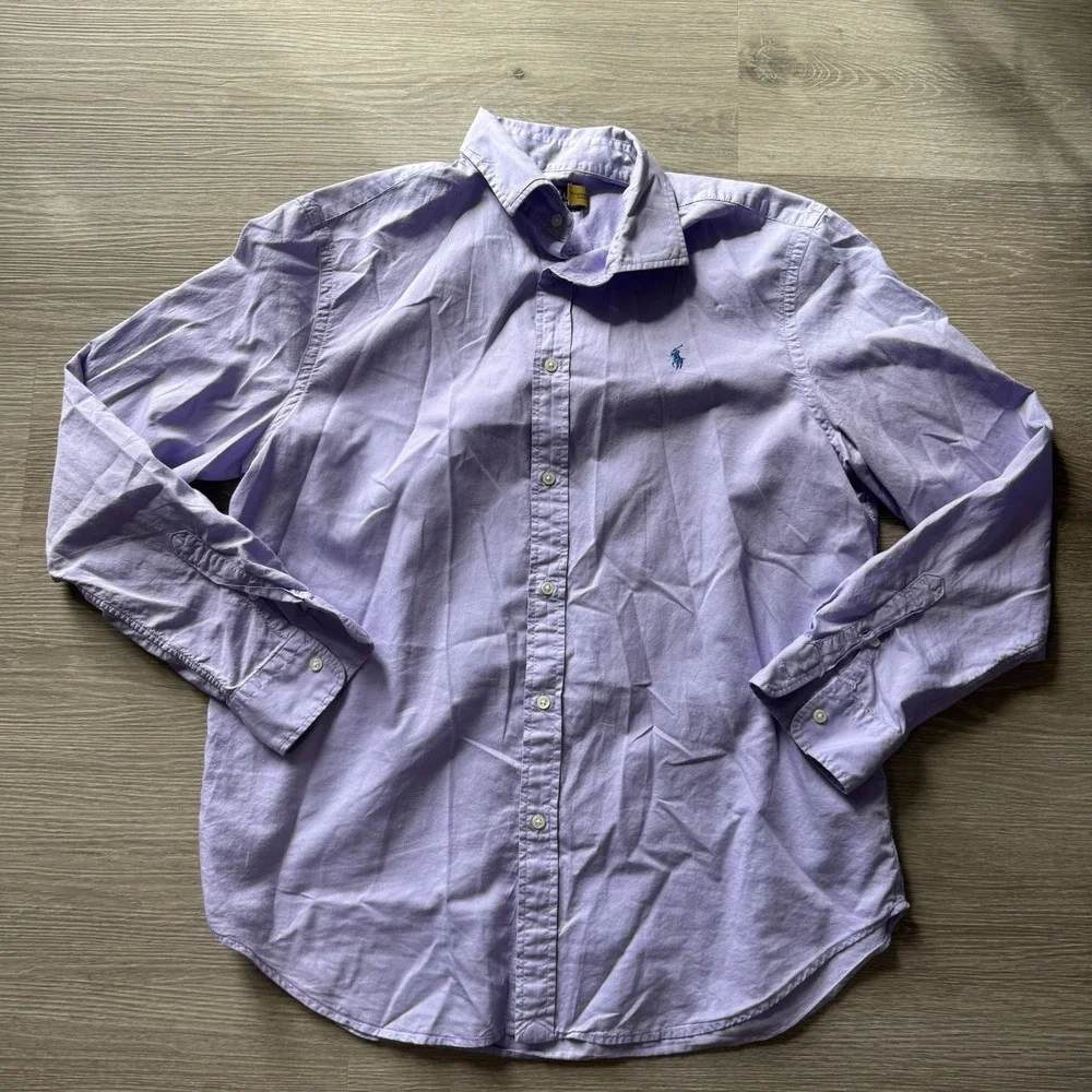Polo Ralph Lauren Relax Fit Long Sleeve Purple‎ Button Up Shirt Men's Size L